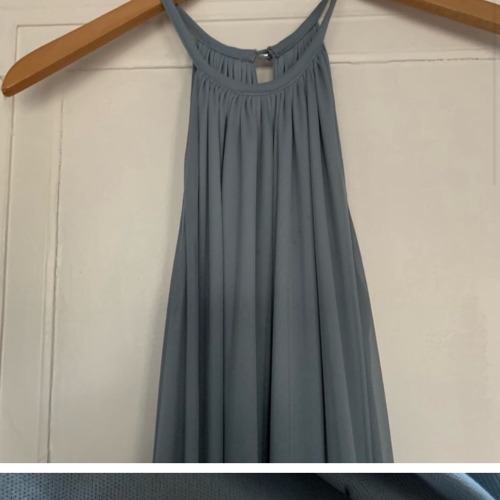 Azazie Blue Chiffon Bridesmaids Prom Maxi Dress - Picture 3 of 6